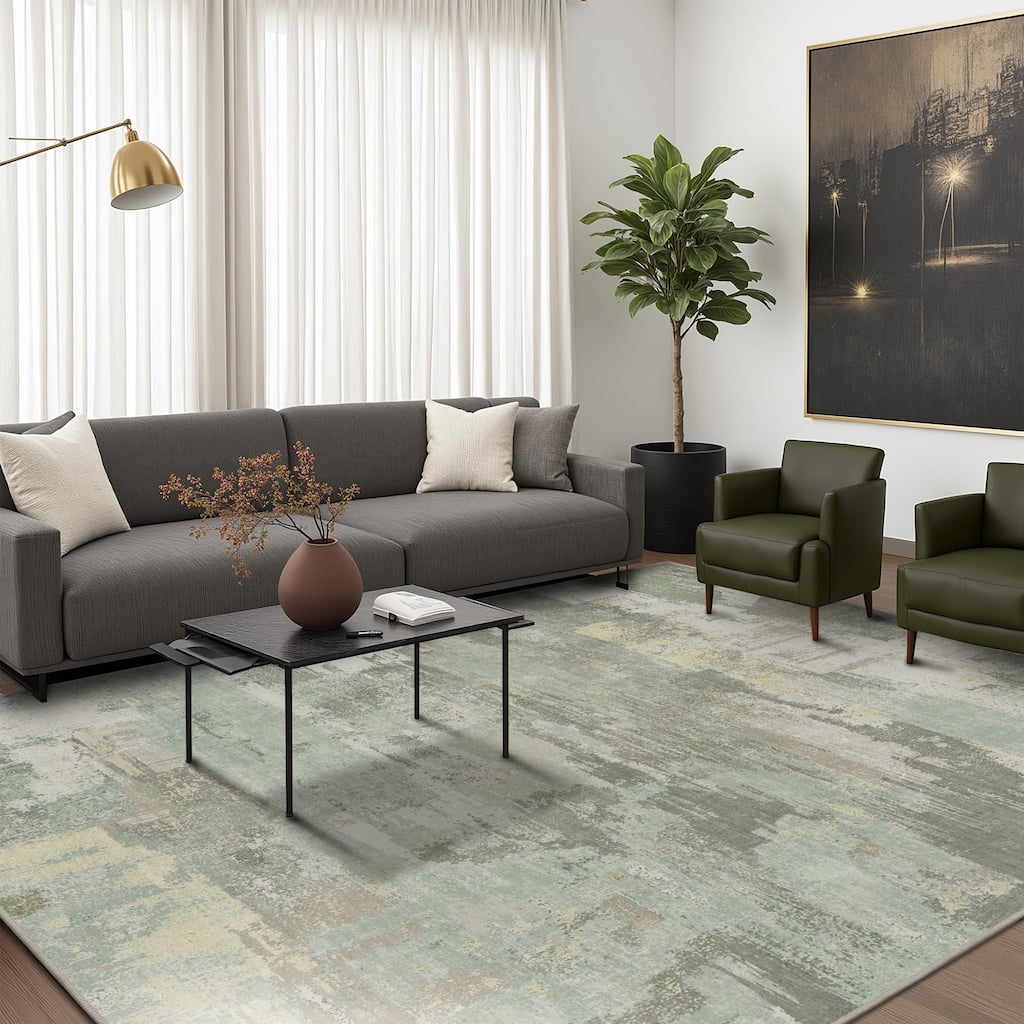 Mcow Modern Abstract Machine Washable Low Pile Area Rugs - 8'X10'