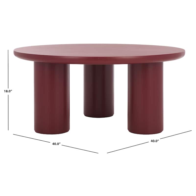 SAFAVIEH Home Mork 3-Leg Round Top Coffee Table - 40Wx40Dx18H - Bordeaux