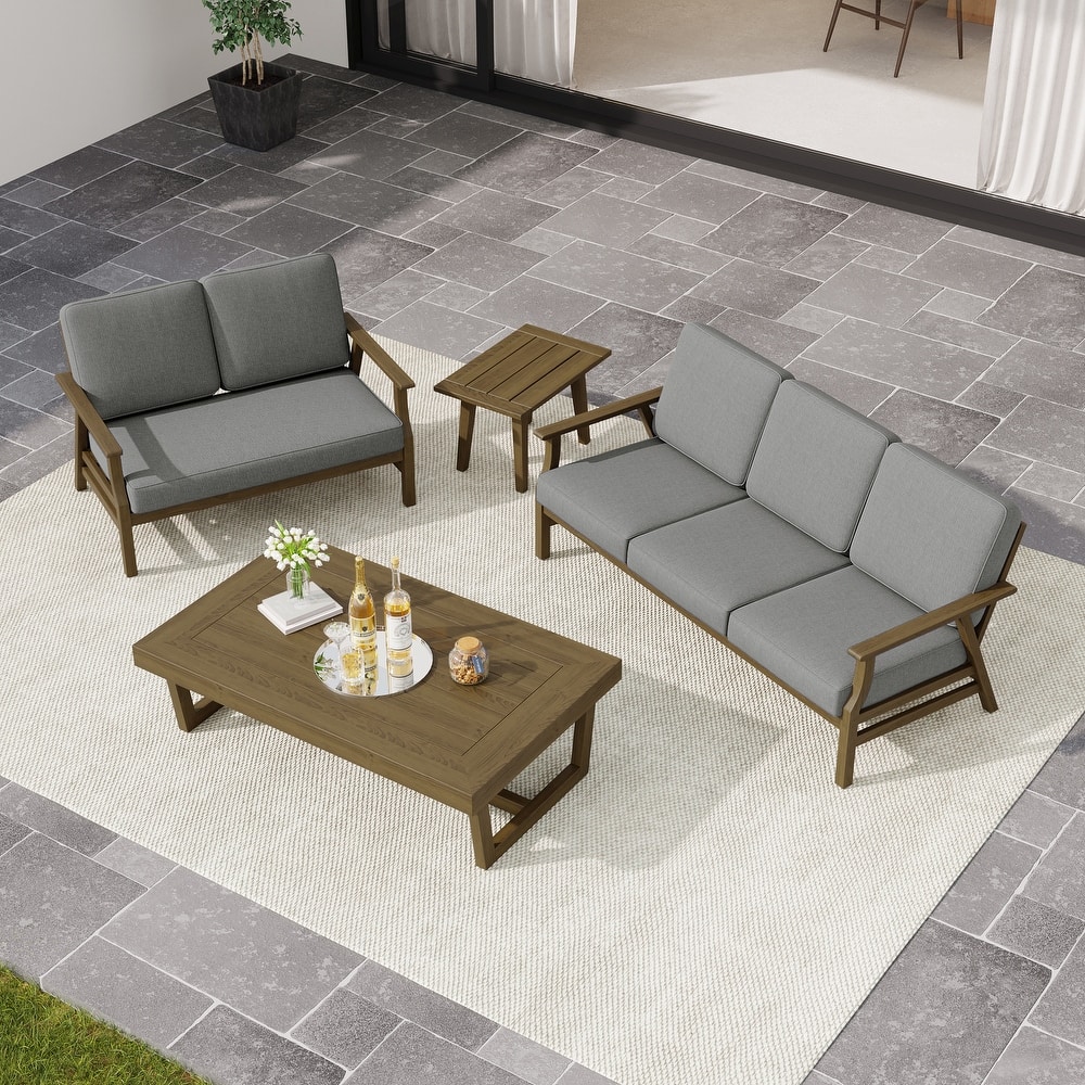 Arthur 4-Piece Teak Wood Patio Conversation Set