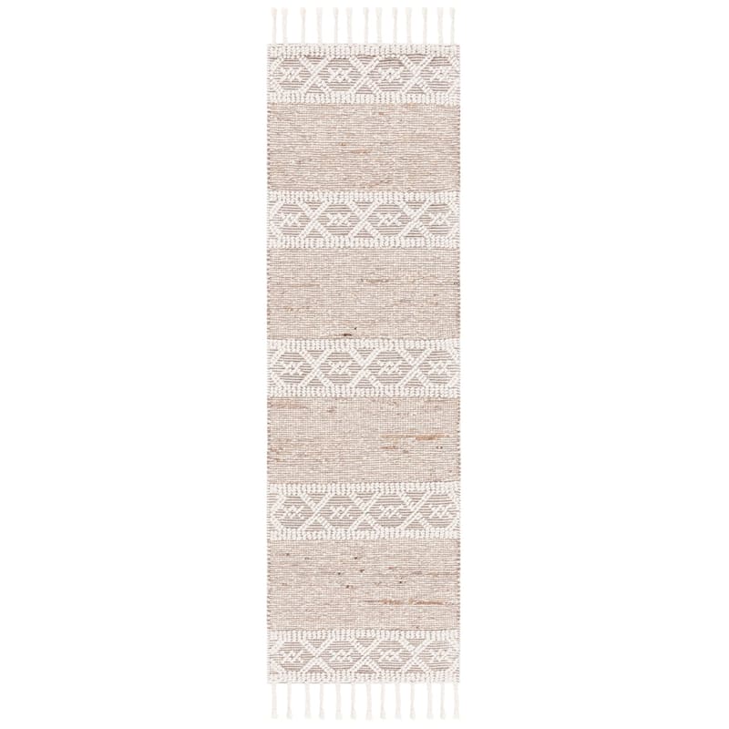 SAFAVIEH Handmade Natura Birthe Wool Rug - 2'3" x 8' Runner - Ivory/Beige