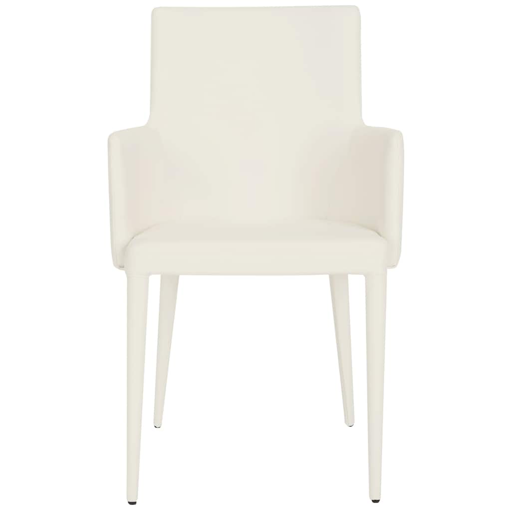SAFAVIEH Elois Mid-Century Dining Modern White Arm Chair - 23.6" W x 21.6" L x 35.5" H - 24"Wx22"Dx36"H