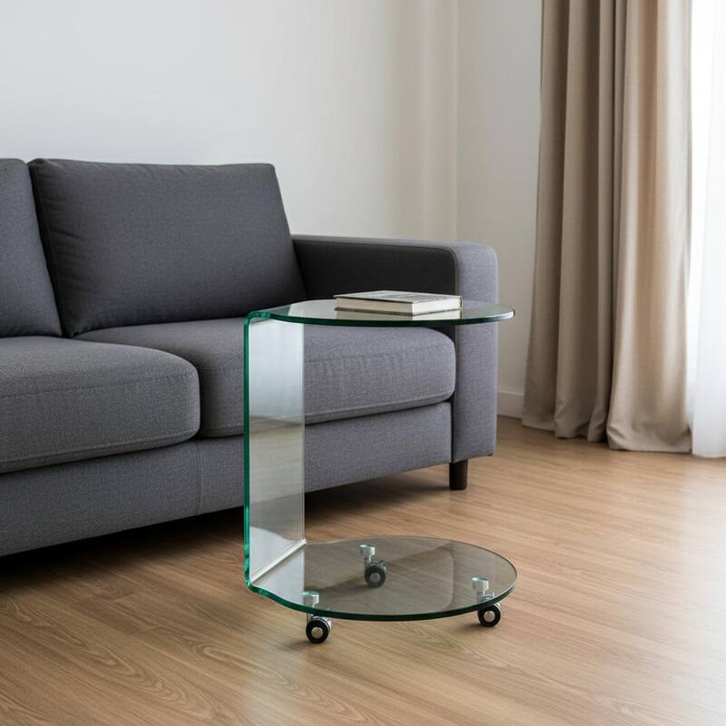HomeRoots 24" Clear Glass Round End Table With Shelf - 20.00 in. x 24.00 in. x 20.00 in. - Clear - Glass
