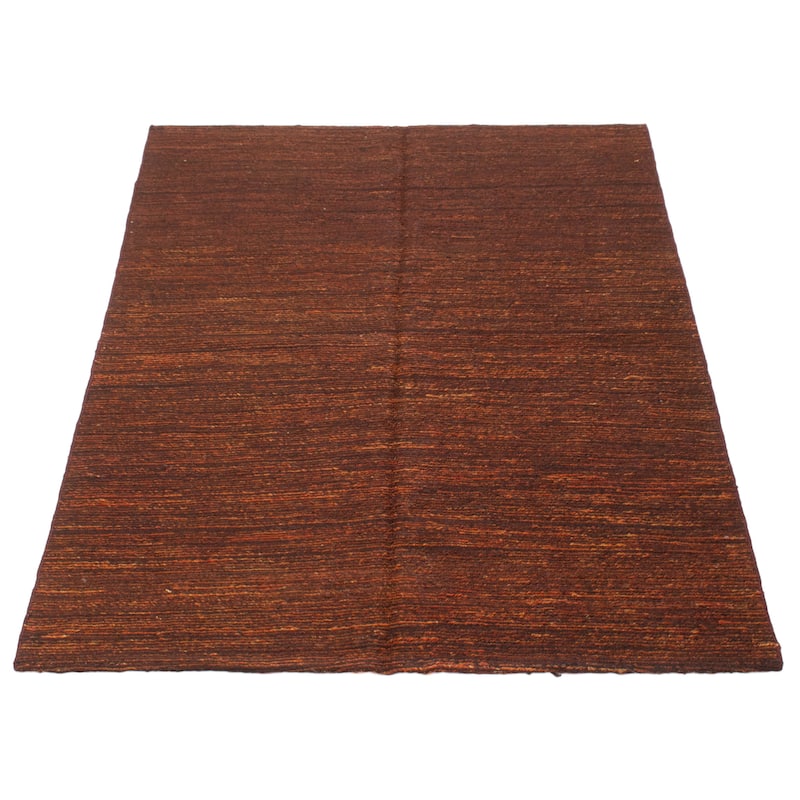 ECARPETGALLERY Flat-Weave Natural Brown Wool Tapestry Kilim - 3'9 x 6'5