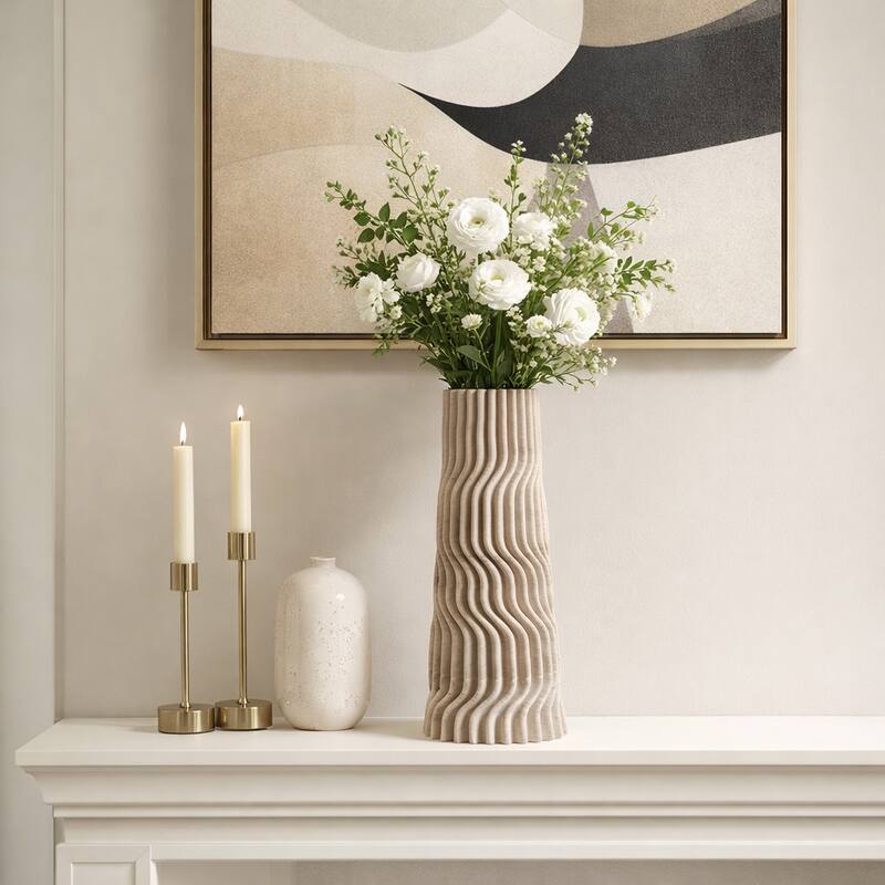 Decorative Vase - Tan Porcelain 3D Printed Textured