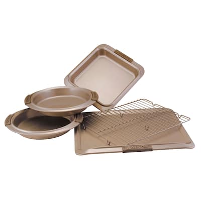 Anolon Advanced Nonstick Bakeware Set with Silicone Grips, 5-Piece, Bronze
