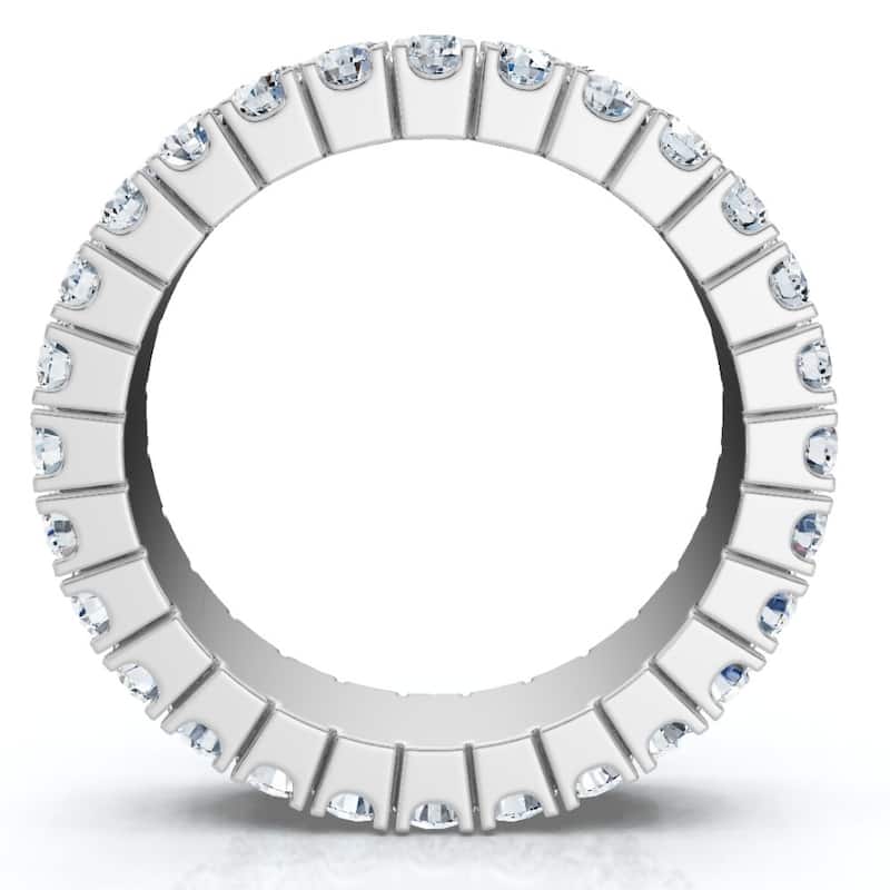 2.25Ct Diamond Eternity Wedding Anniversary Ring Double Row Gold Lab Grown