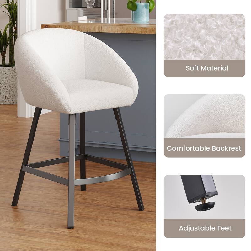 Bar Stools Set of 2,Upholstered Bar Stool with Back, 27 inch Height Counter Height Barstools for Home Kitchen Island