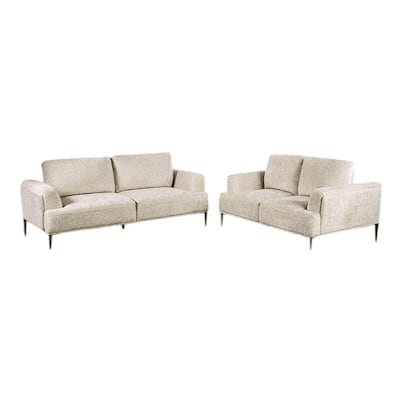 Batty Sofa and Loveseat Set, Light Brown Chenille, Adjustable Back