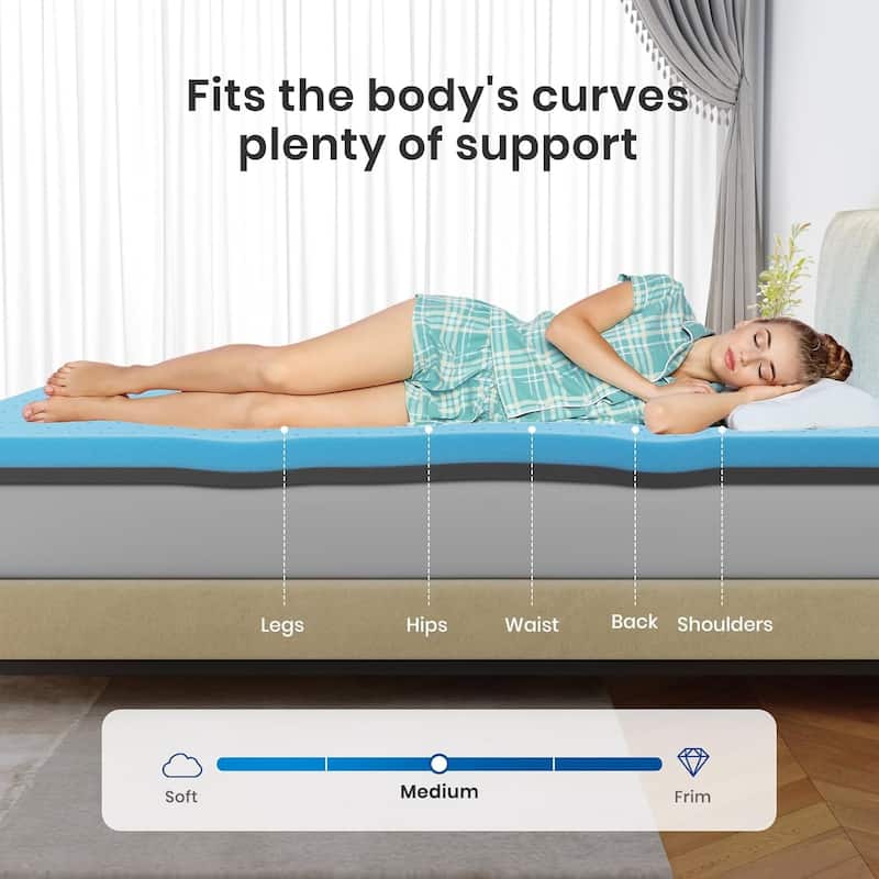 3 Inch Full Gel Memory Foam Topper Cooling Pressure Relief Back Pain CertiPUR