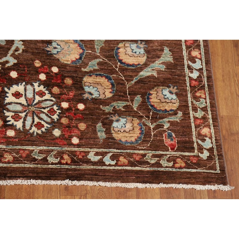 Brown Vegetable Dye Ziegler Oriental Area Rug Handmade Wool Carpet - 7'3" x 9'10"