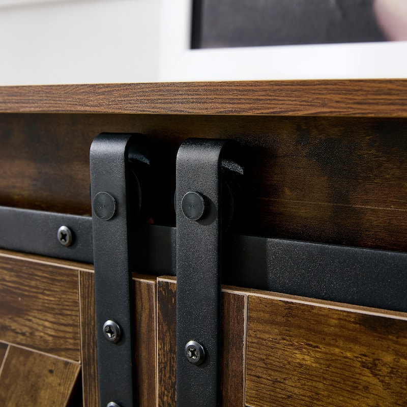 47" TV Stand with Barn Doors & 3-Layer Storage