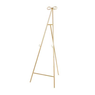 Metal Adjustable 3 Tier Easel with Bow Top - Gold - Roche River Decor