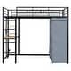 preview thumbnail 7 of 61, Loft Metal Bed with Desk,Shelves,Power Outlet,LED Light and Wardrobe