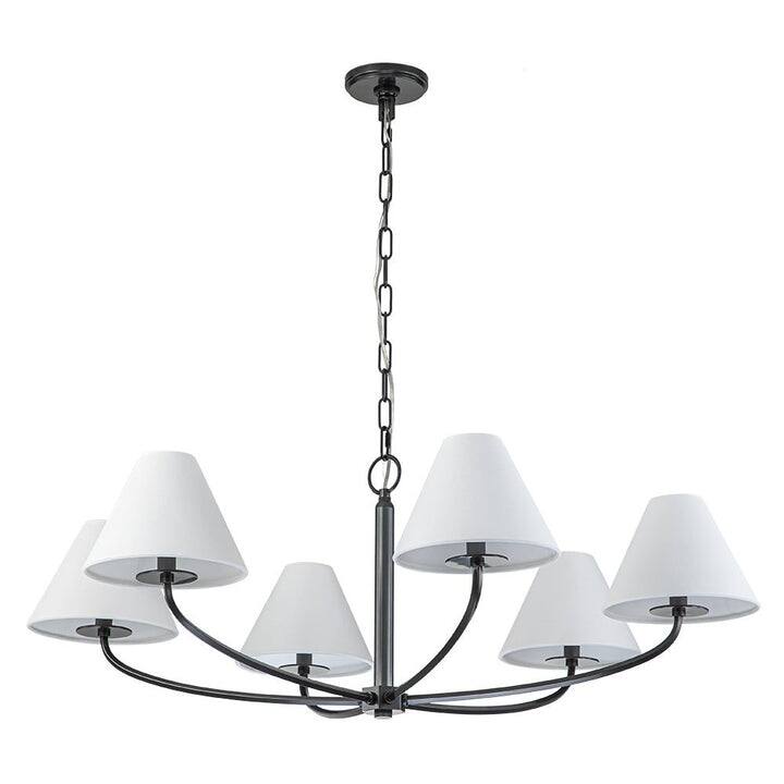 Mid-century 6-Light Tapered Linen Shade Chandelier