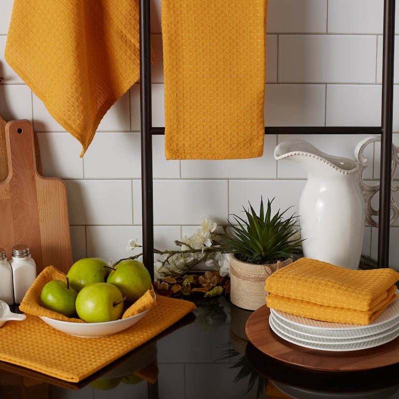 DII Black Recycled Cotton Waffle Dishtowel (Set of 6)