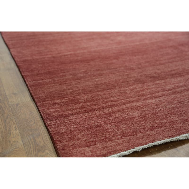Hand Knotted Oriental 100% Wool Carpet Modern Solid Purples Gabbeh Area Rug - 12' 2'' X 8' 11''
