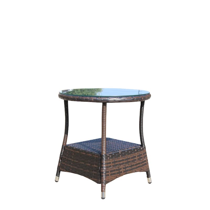 Outdoor patio Furniture 1 Round Coffee Table with clear tempered glass