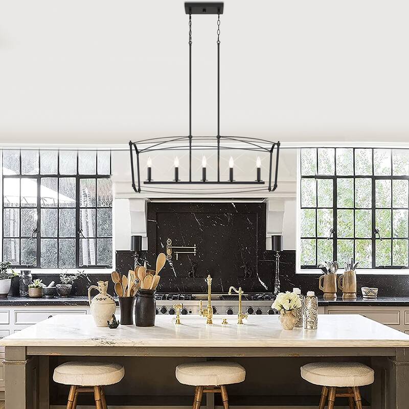 5-Light 36-in Matte Black Pendant Light