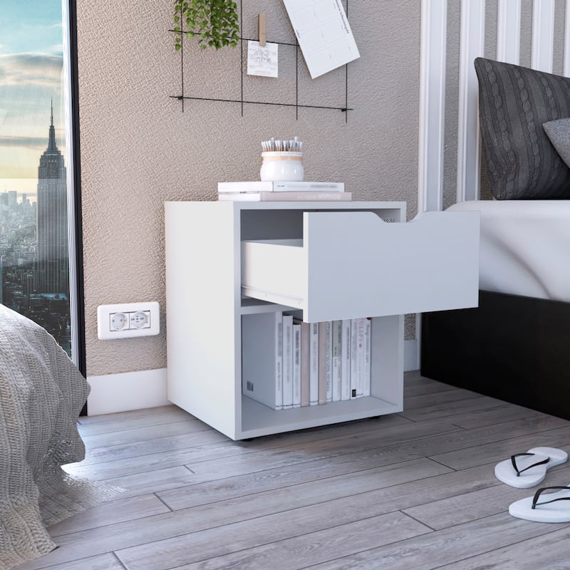 19.7-Inch High Nightstand End Table with Open Shelf
