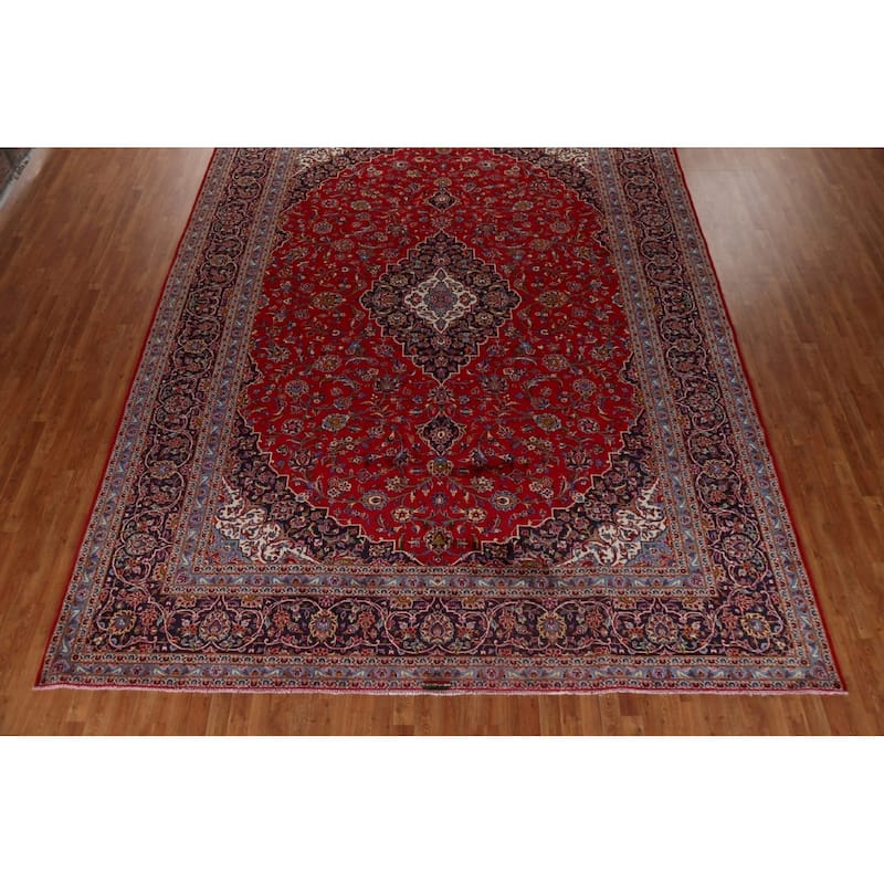 Traditional Kashan Large Persian Area Rug Hand-knotted Wool Carpet - 11'2" x 14'10"