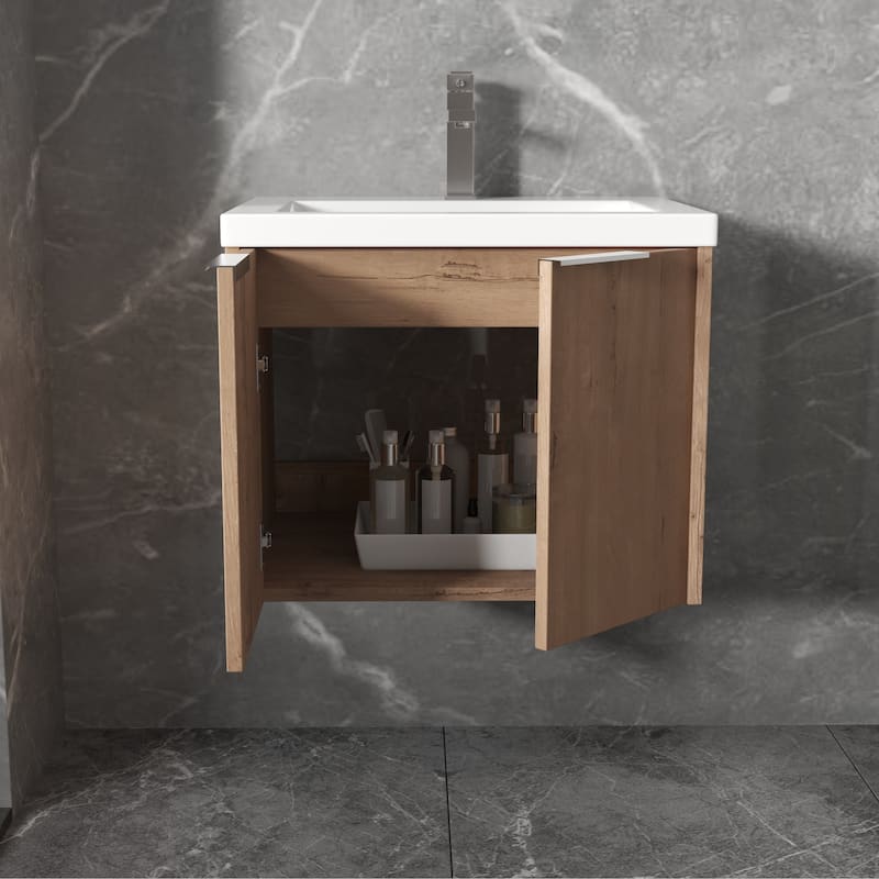 BNK 24"/30"/36" Single Sink Bathroom Vanity with Soft Close Door, Modern Floating Vanity