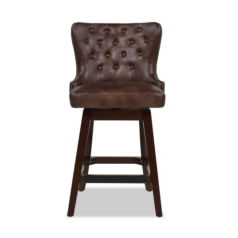 Holmes 27" Tufted Swivel Faux Leather Counter Stool