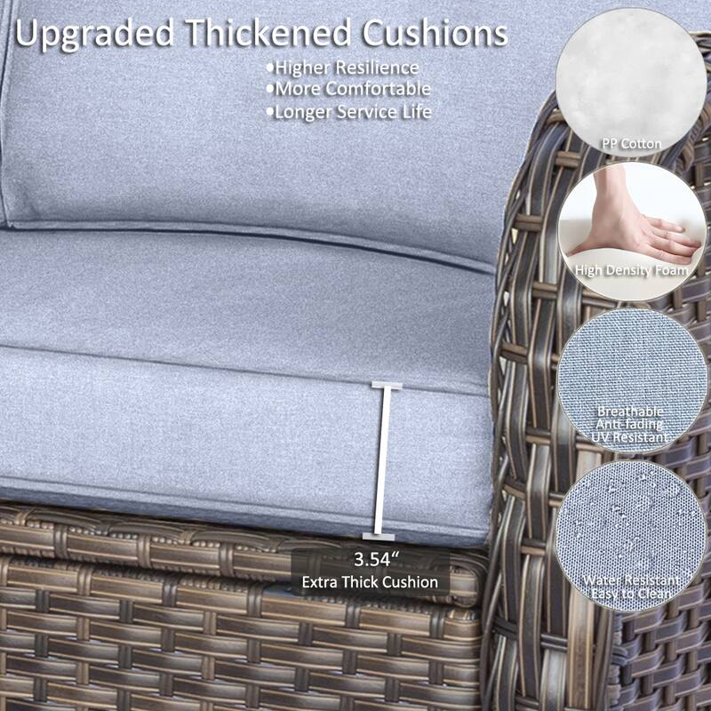 4 Piece Outdoor Seating Wicker Patio Furniture Swivel Chair Sofa Sets