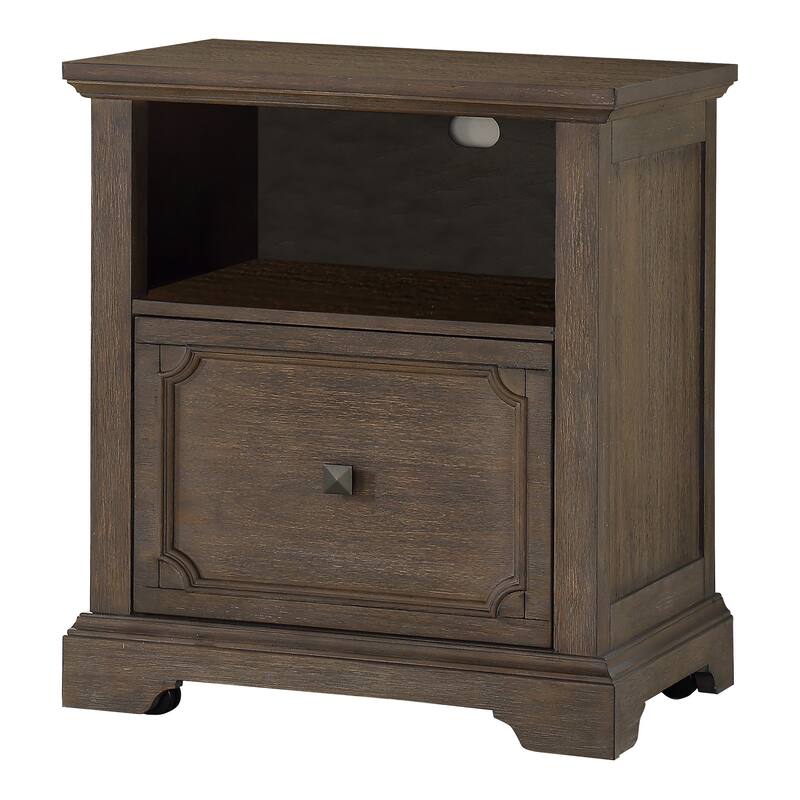 Luon File Cabinet, 1 Drawer, Dark Oak Brown Veneer, 24 Inch