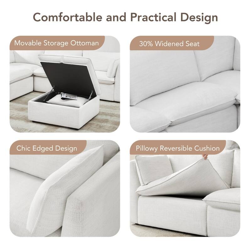 Cypress L-shape Sectional Couches Modular Sofa with Ottoman