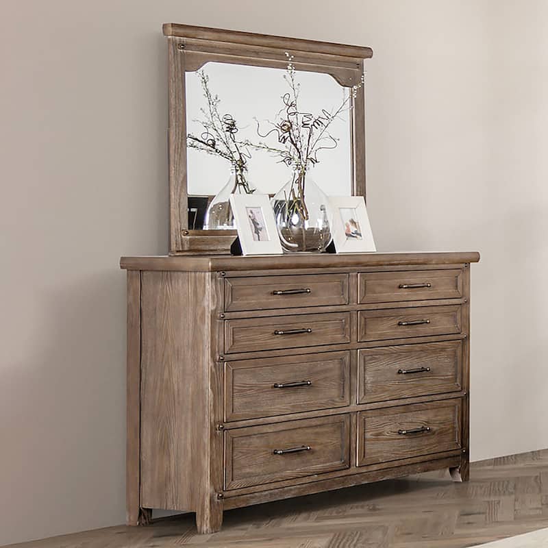 Furniture of America Trove Brown Wood 8-Drawer 2-Piece Dresser and Mirror Set - Brown