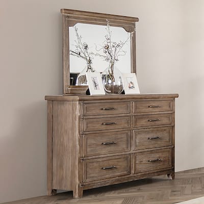 Furniture of America Trove Brown Wood 8-Drawer 2-Piece Dresser and Mirror Set