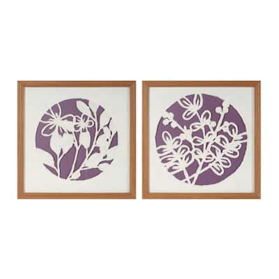 Framed Floral Wall Art Under Glass (Set of 2)
