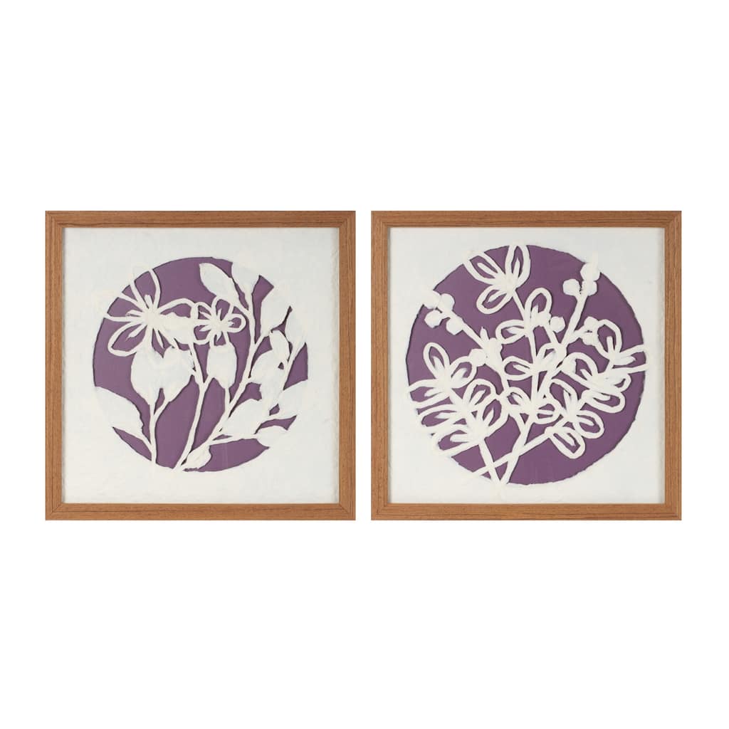 Framed Floral Wall Art Under Glass (Set of 2)
