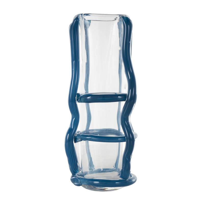 Black or Blue Recycled Glass Handmade Tall Vase with Black or Blue Glass Framing