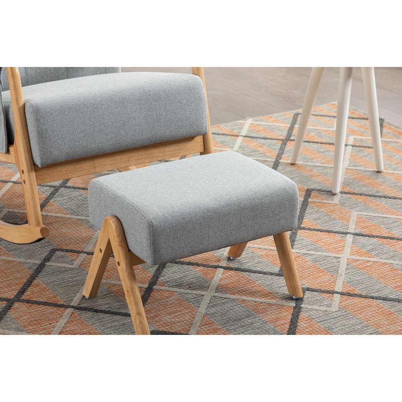 Mid-Century Modern Padded Fabric Rocking Chair