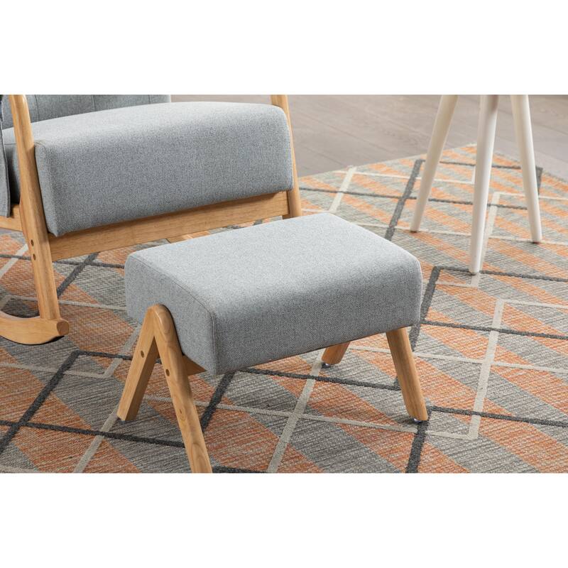 Rocking Chair With Ottoman Modern Upholstered Fabric Rocking Armchair