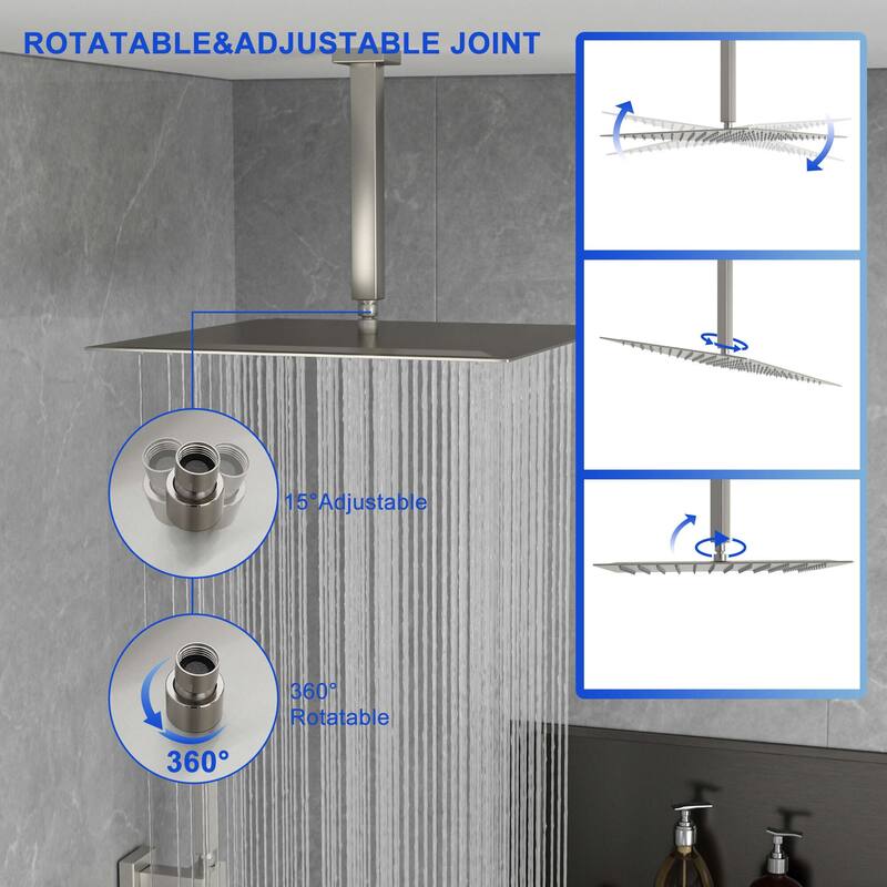 Lordear 16-inch Square Rain Shower Head