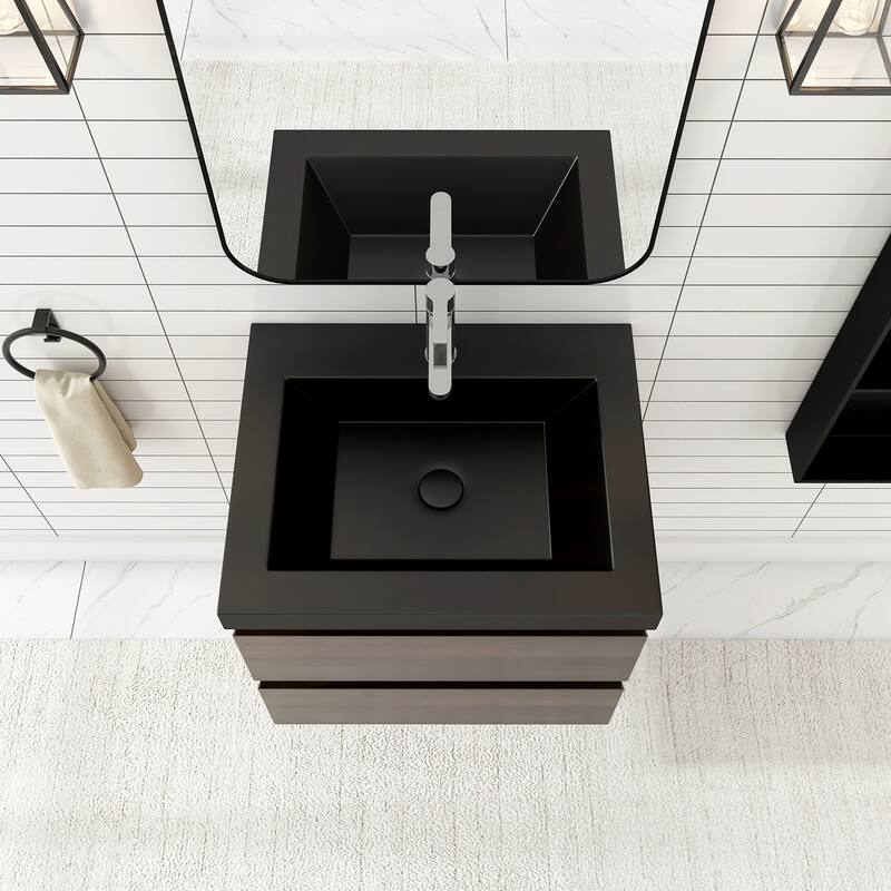 Floating Bathroom Vanity with Quartz Sand Top