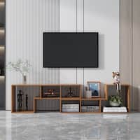 Abstract Double L-Shaped Low Floor TV Stand with Multi Display Storage ...