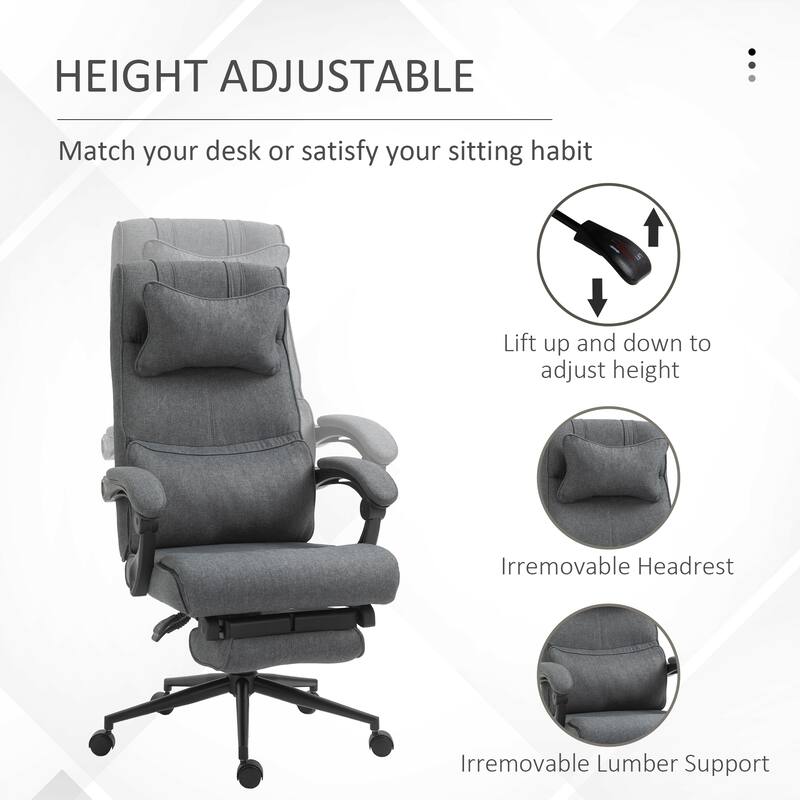 Reclining Office Chair with Headrest, Lumbar Support & Retractable Footrest Big & Tall Design