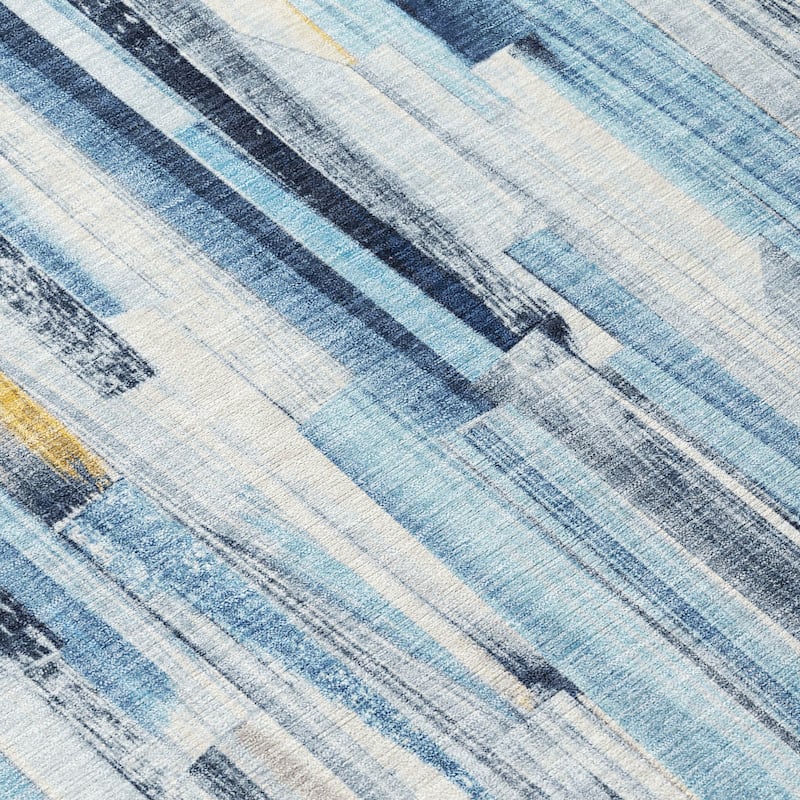 Machine Washable Indoor/ Outdoor Modern Stripes Chantille Rug