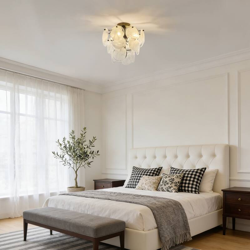 Starsky 4-Light Tiered Handcrafted Textured Glass Flush Mount