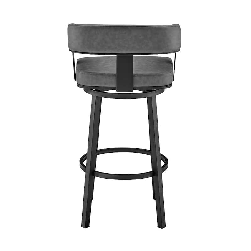 26" Modern Faux Leather Seat Counter Height Swivel Bar Stool with Low Back Arms and Footrest - 34”H x 22”W x 20”D