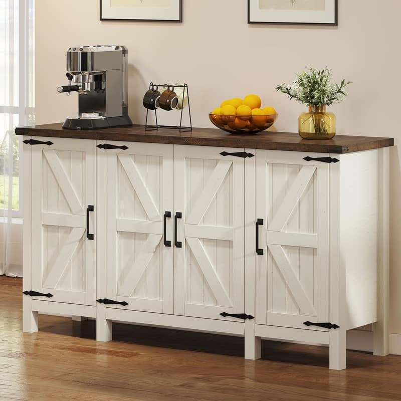 3 Doors Sideboard Buffet Storage Cabinet With Adjustable Shelves