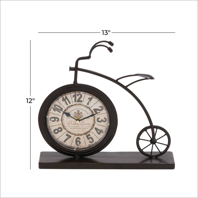 Brown Metal Bike Decorative Clock - 13 x 3 x 12