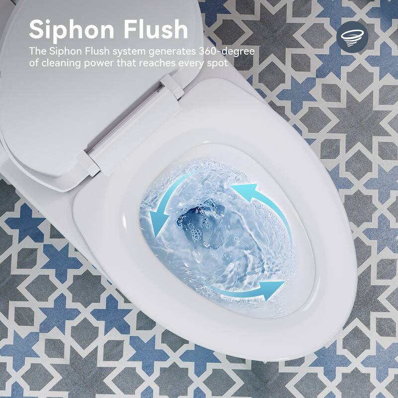 HOROW 1 Piece Dual Flush Elongated ADA Height Toilet White 0.8 1.28 GPF 1000g Flush High Quality Fill Valve