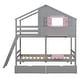 preview thumbnail 20 of 23, Twin Over Twin House Bunk Bed w/ 1 Storage Box, 1 Shelf, 2 Drawers, Window