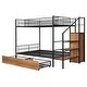 preview thumbnail 8 of 10, Black Twin over Full Size Metal Bunk Bed with Drawer and Lateral Storage Ladder and Wardrobe