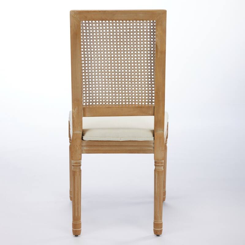 Set of 2 Louis Dining Chairs with Square Rattan Backrest