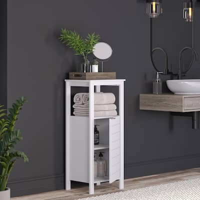 RiverRidge Madison Single 1-Door Bathroom and Laundry Storage Cabinet and Organizer with Open and Adjustable Interior Shelves